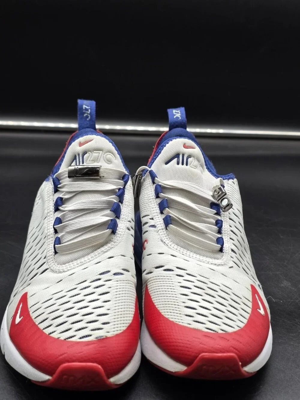Nike Air Max 270 Shoes Youth 5Y White Red Running Sneakers CW5855-100 Stains